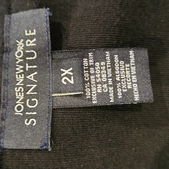 Jones New York Signature long sleeve v-neckline with lace trim Black 2X W-556 - Picture 5 of 6